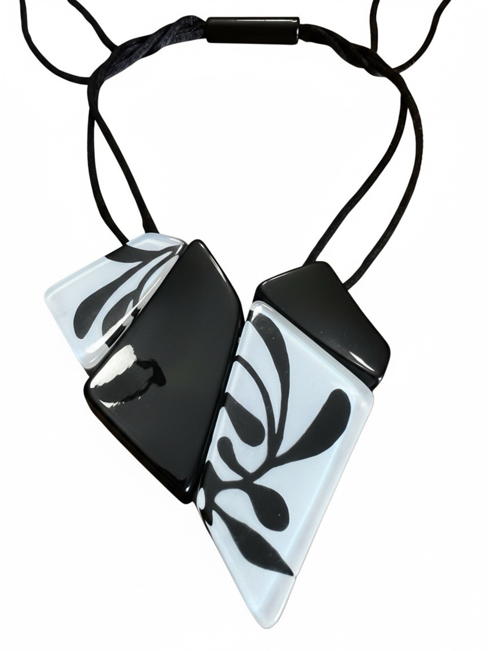 🖤🤍 ZSISKA Black & White Geometric Statement Necklace | Wearable Art